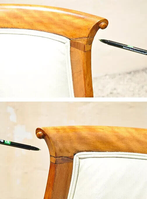 Italian Neoclassical Regency Cherry Wood Saber Leg Dining Chairs - Set of 6