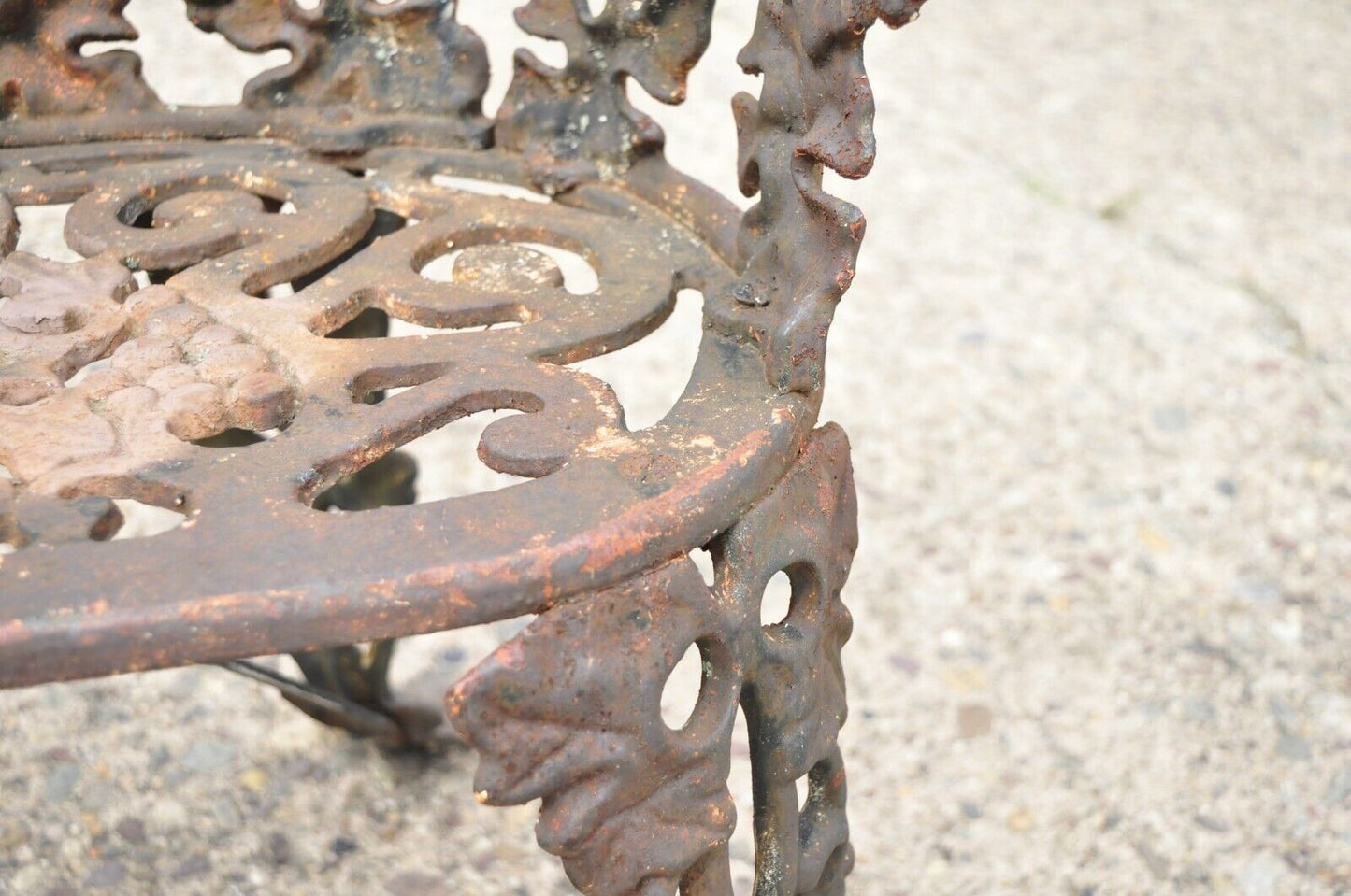 Antique French Victorian Grape Vine Leaf Cast Iron Small Garden Bench Loveseat