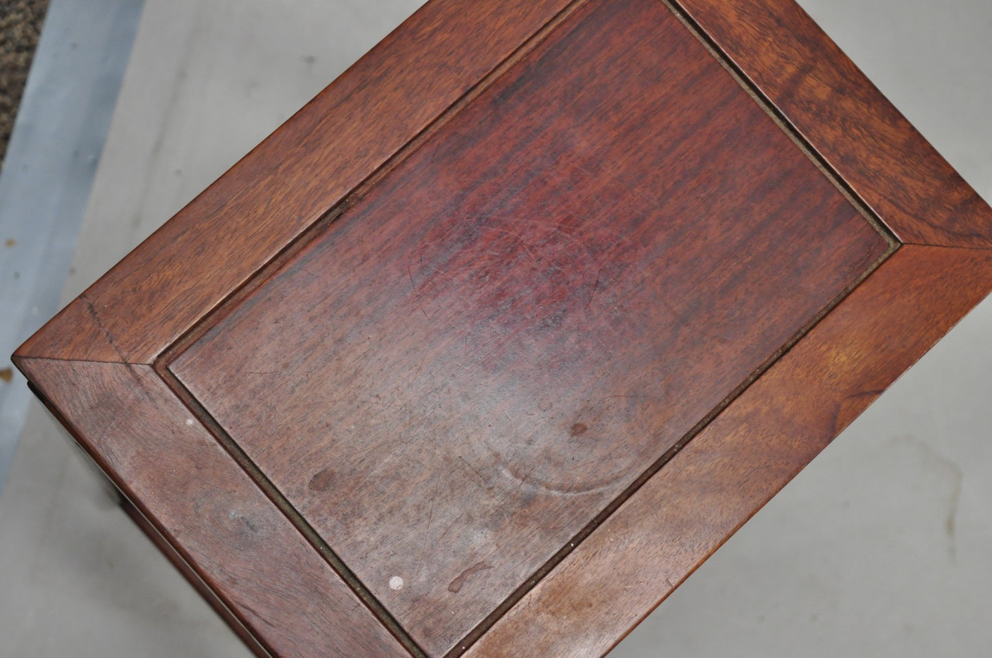 Vintage Chinese Hardwood Small Pedestal Plant Stand Side Table