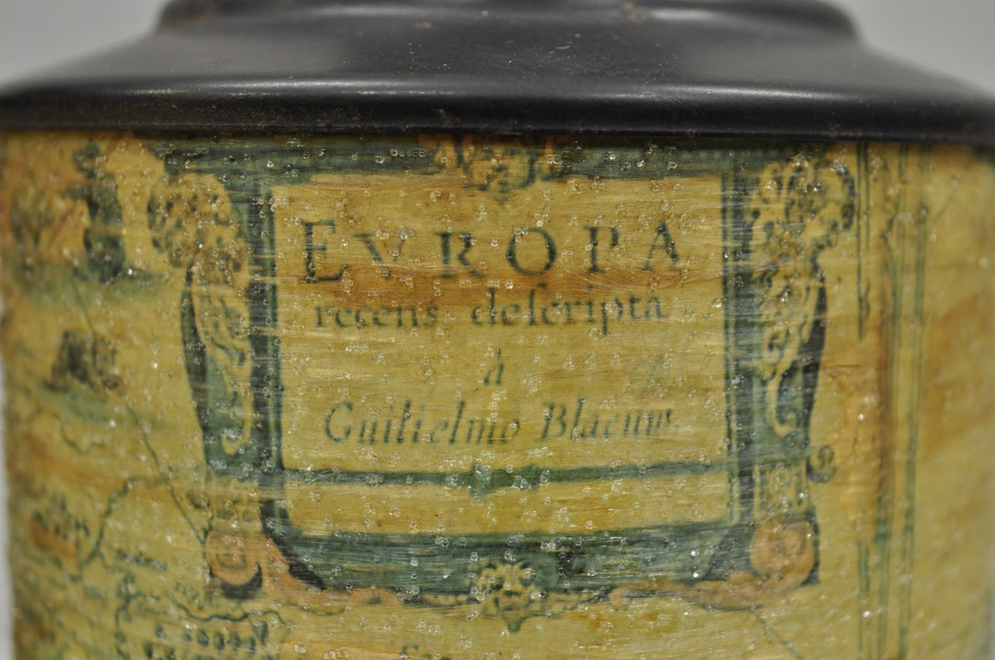 Vintage Regency Style European Old World Map Wrapped Cylinder Table Lamps - Pair