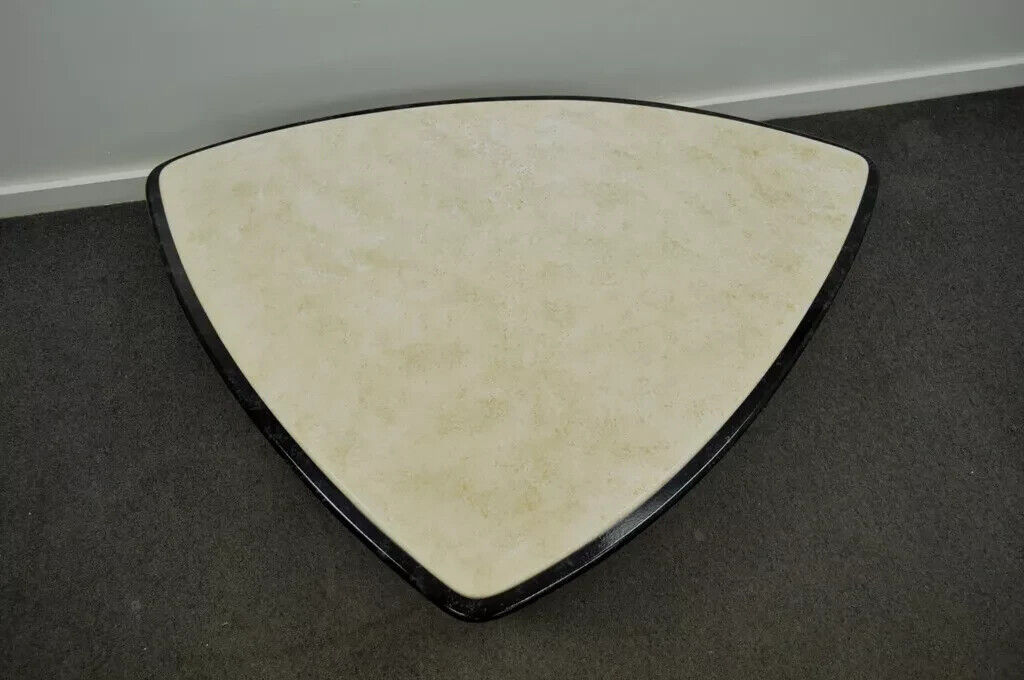 Contemporary Postmodern Faux Marble Top Sculptural Triangular Coffee Table