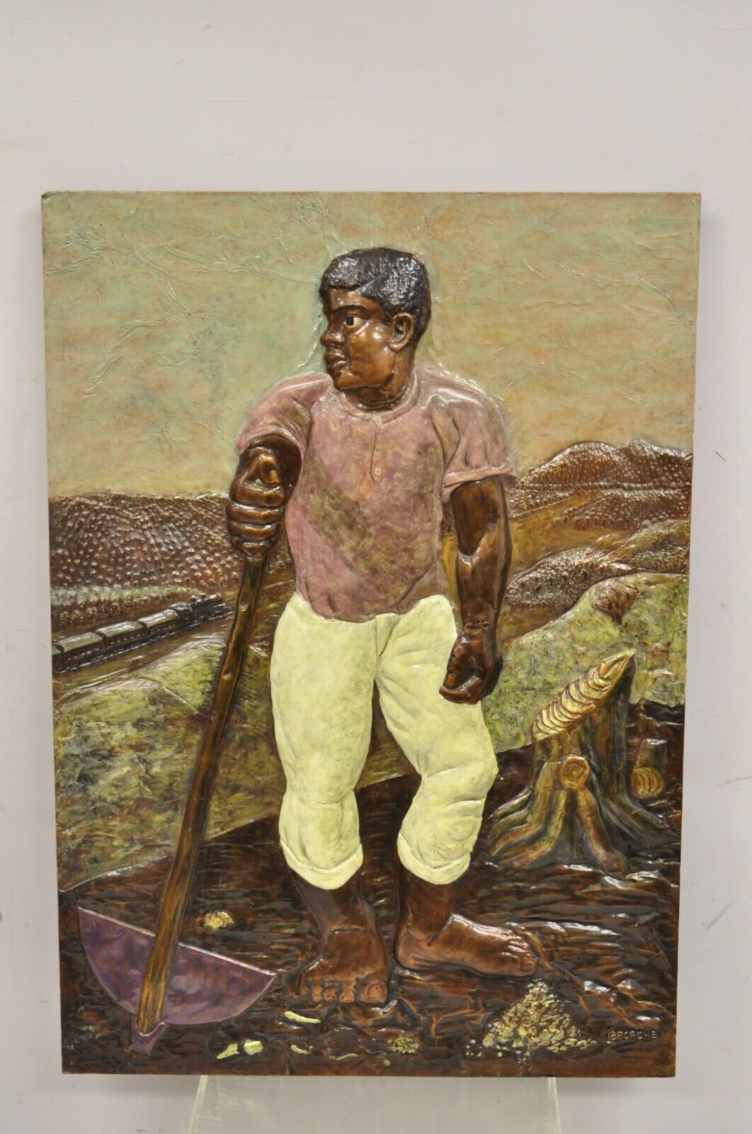 Alma Ibacache 3D Debossed Painted Copper Metal Wall Art Brazilian Lumberjack