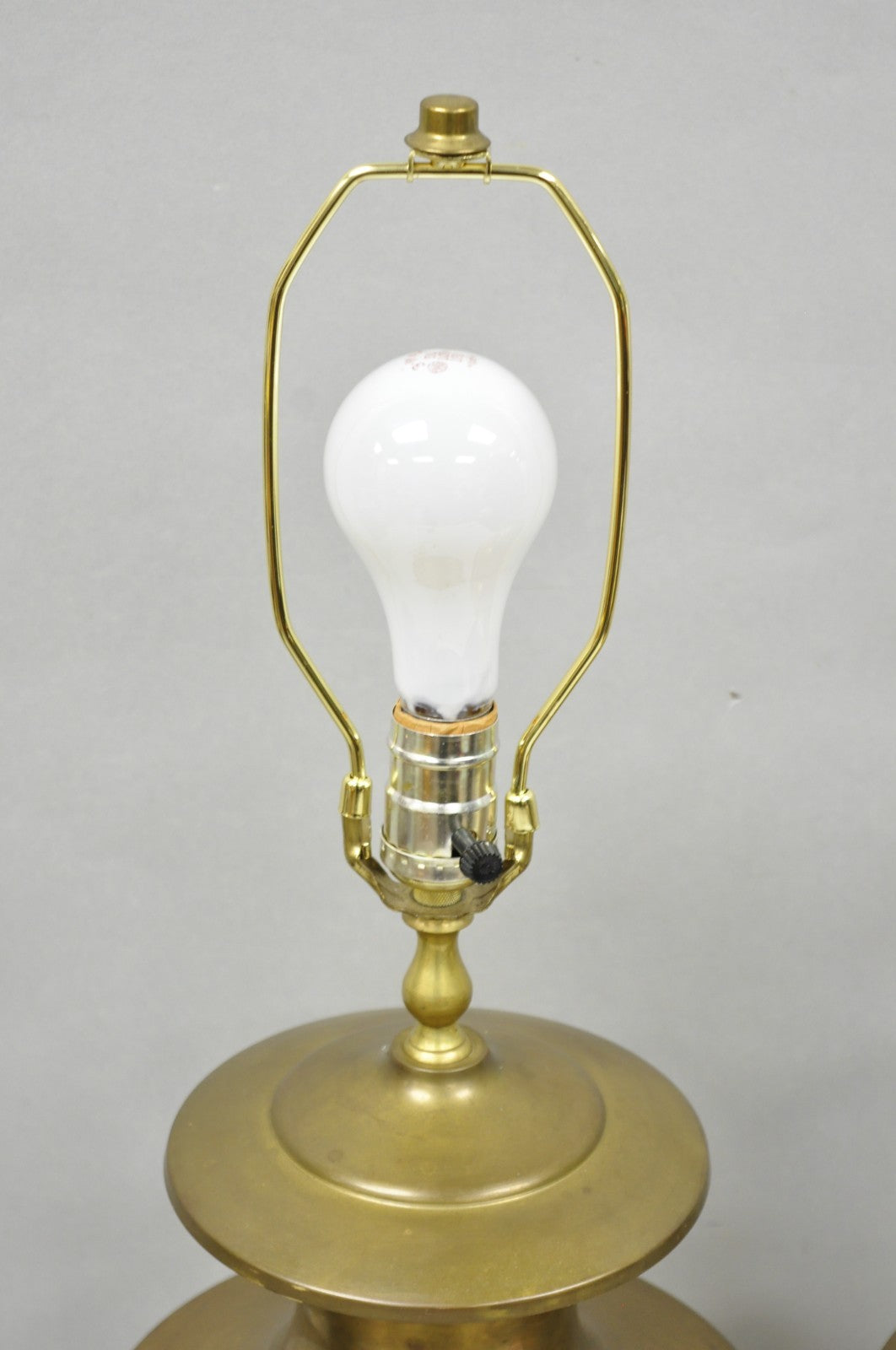 Vintage Hollywood Regency Patinated Brass Jardiniere Urn Table Lamps - a Pair