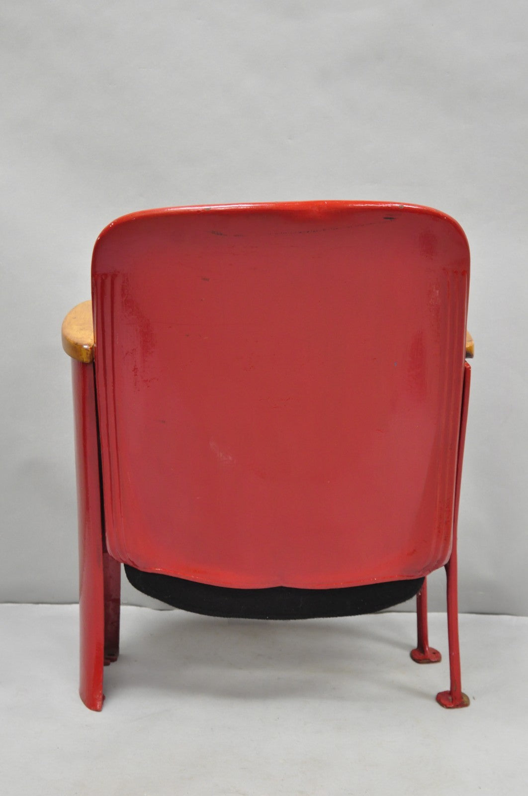 Antique Art Deco Red Painted Authentic Upholstered Movie Theater Chair