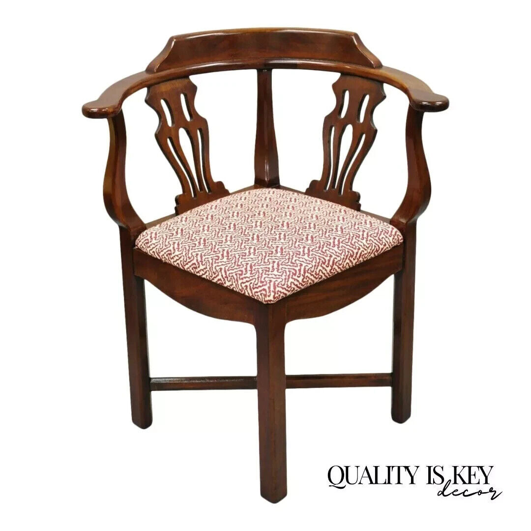Vintage Mahogany Georgian Chippendale Style Corner Chair by Statesville Ross