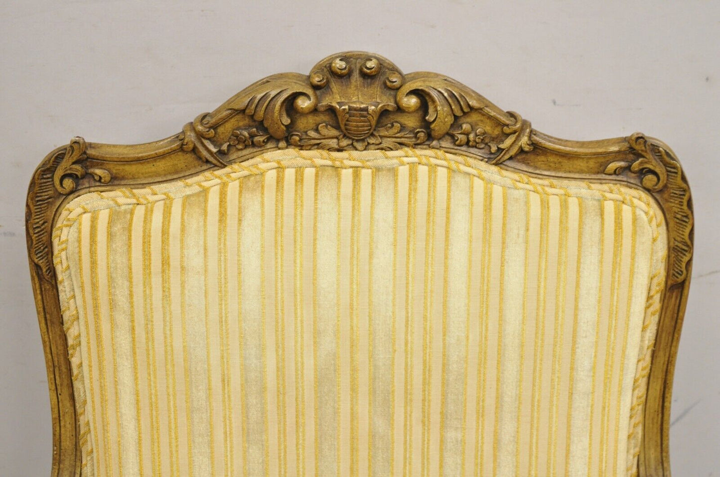 Vintage French Louis XV Style Carved Walnut Fauteuil Parlor Lounge Arm Chair