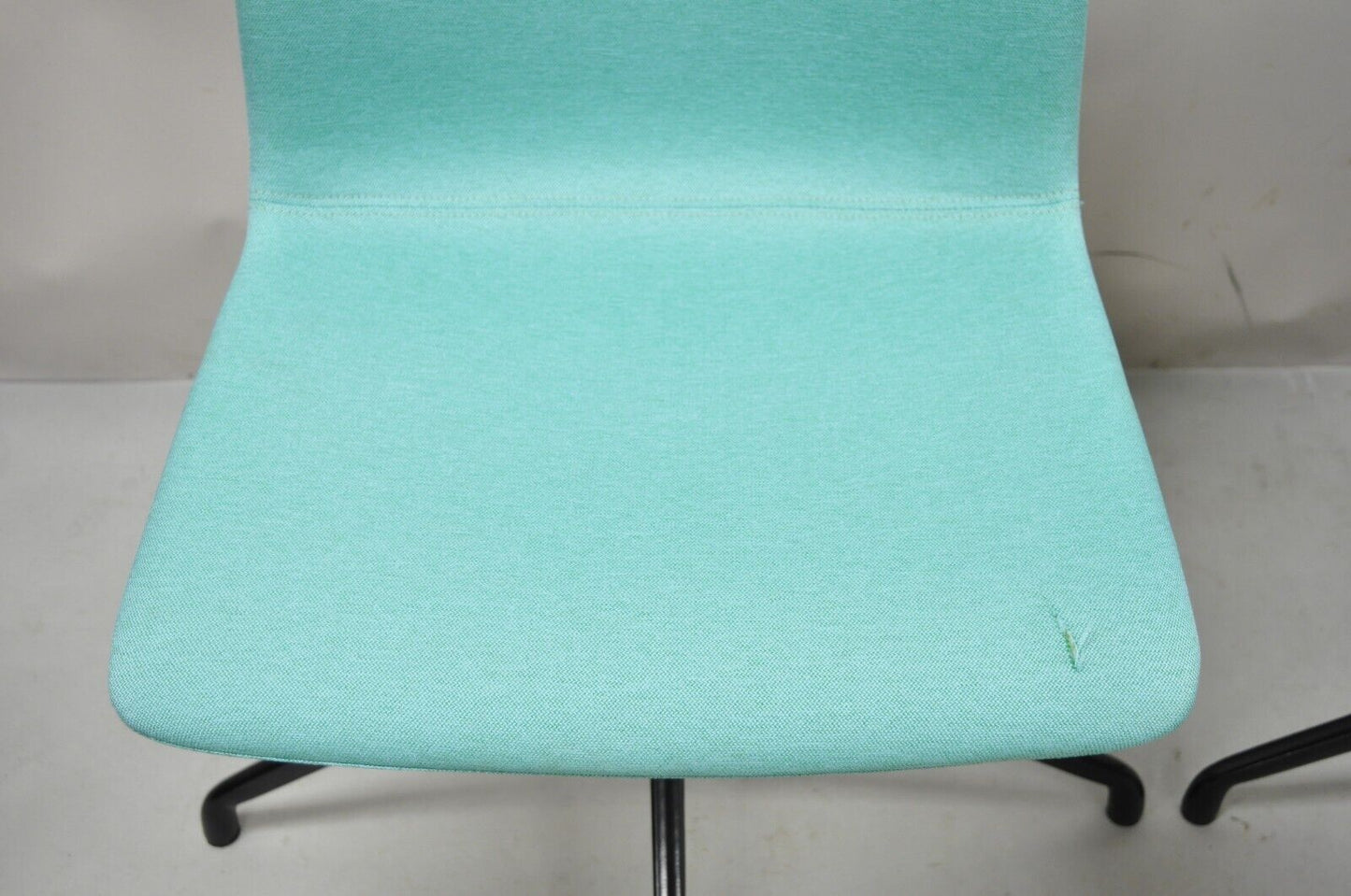 ODS Hairpin Swivel Base Blue Upholstered Side Chair - a Pair