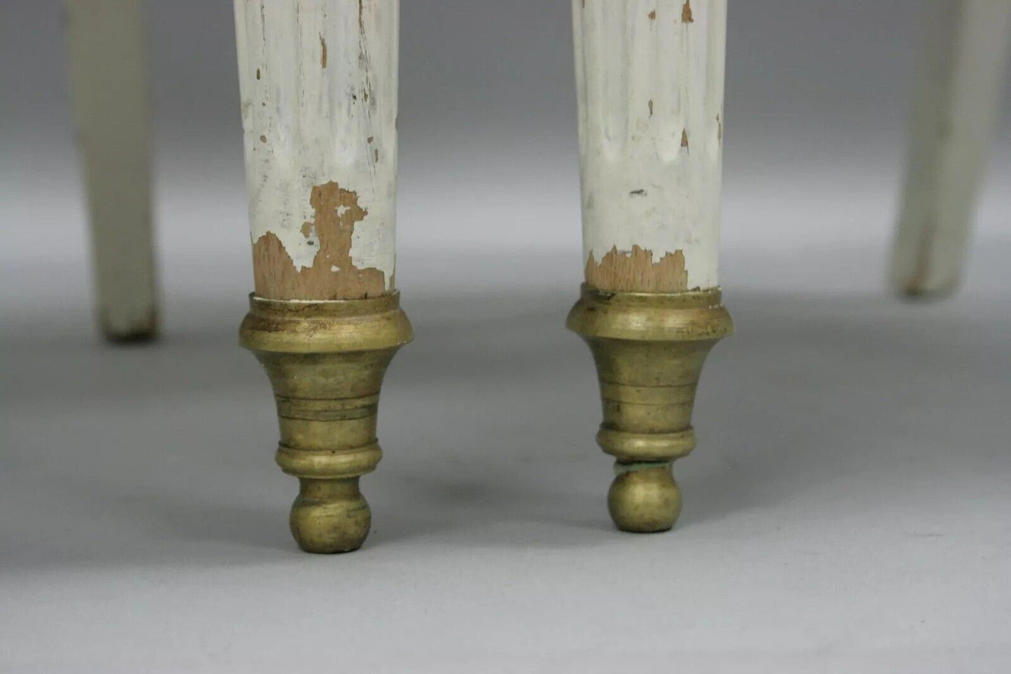 Antique French Empire Neoclassical Style Brass Harp Lyre Side Chairs - a Pair