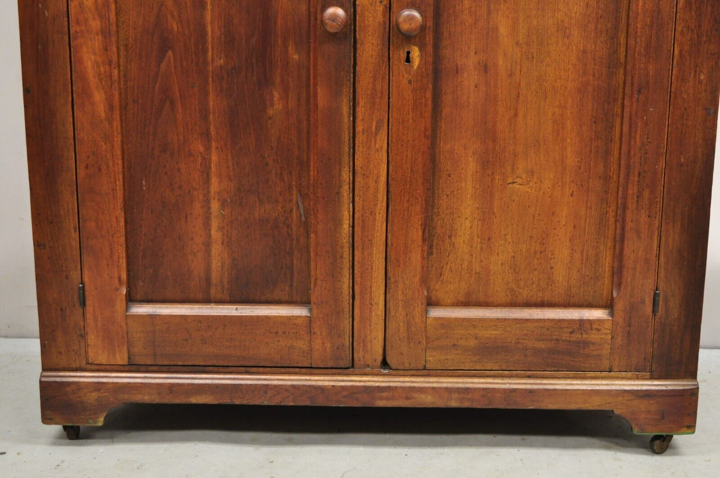 Antique American Colonial Primitive Mahogany 2 Drawer Jelly Cupboard Cabinet