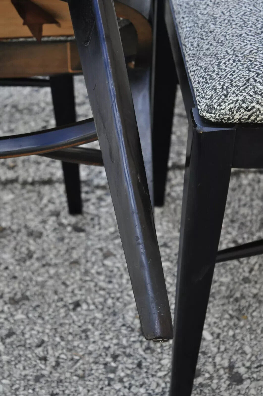 Mid Century Modern Black Lacquer Wishbone Dining Chairs by Blowing Rock Set of 6