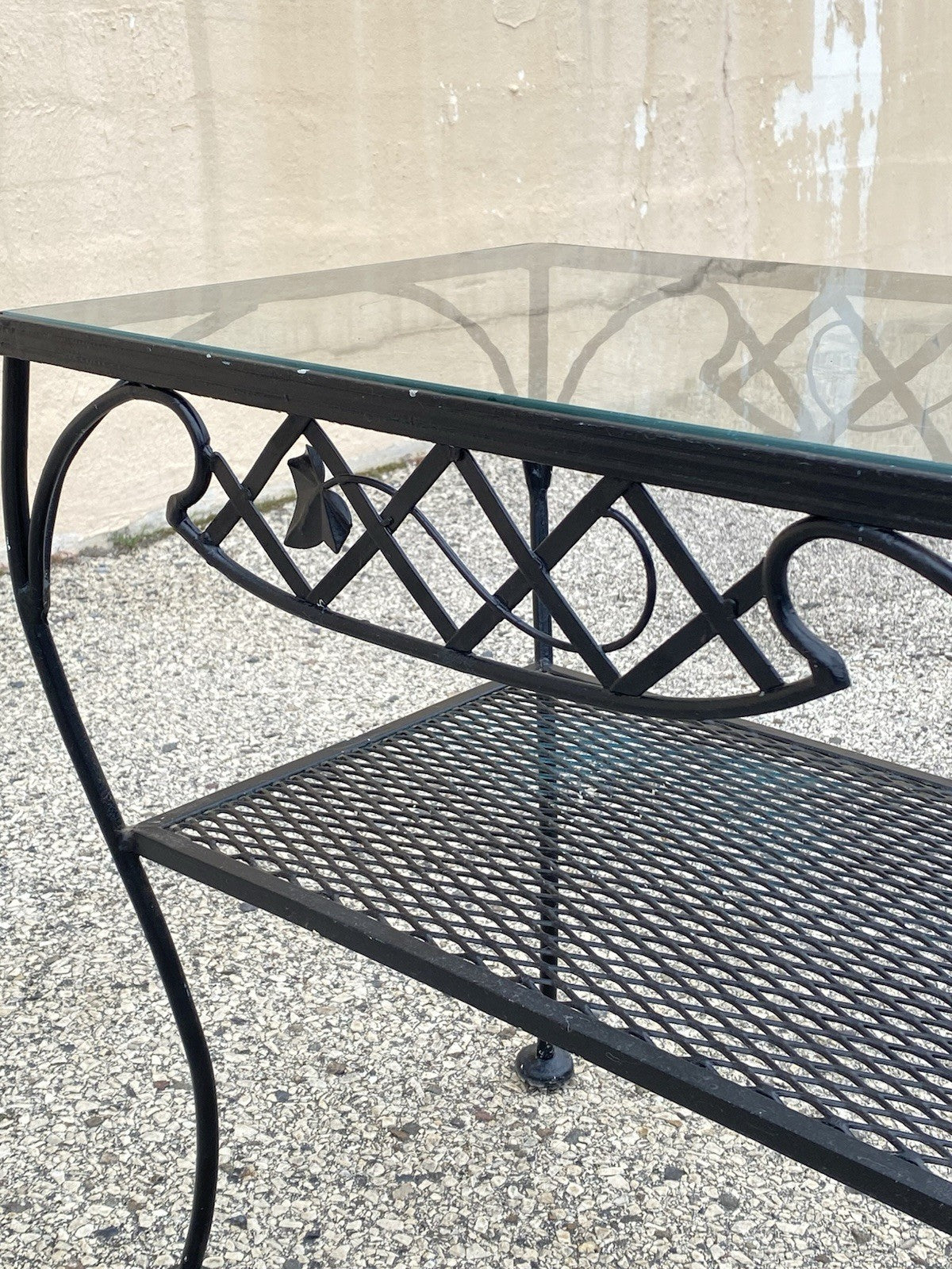 Vintage Wrought Iron Meadowcraft Salterini Style 2 Tier Garden Patio Side Table