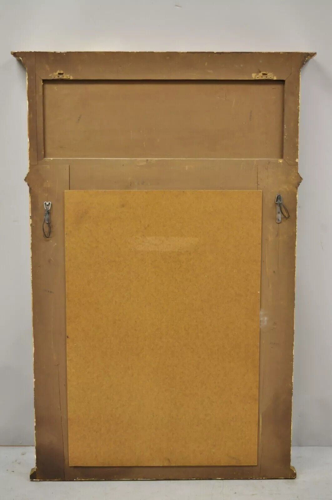 Antique Italian Neoclassical Gold Giltwood Large 58x40 Trumeau Wall Mirror
