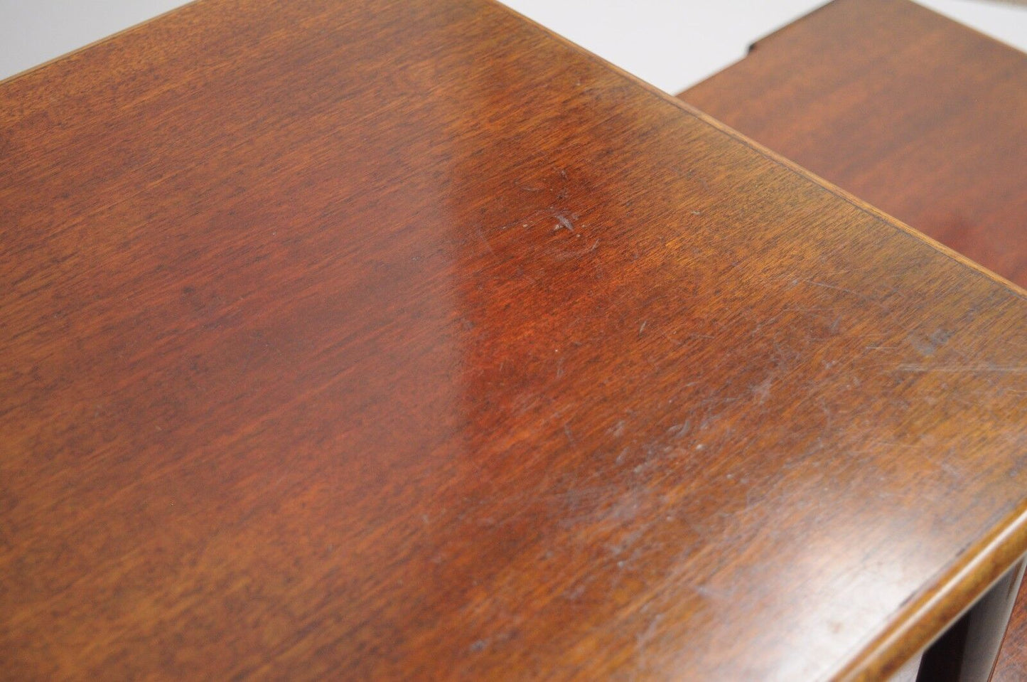 Mid Century Modern V-Leg T.H. Robsjohn Gibbings Style Mahogany Step Side Table