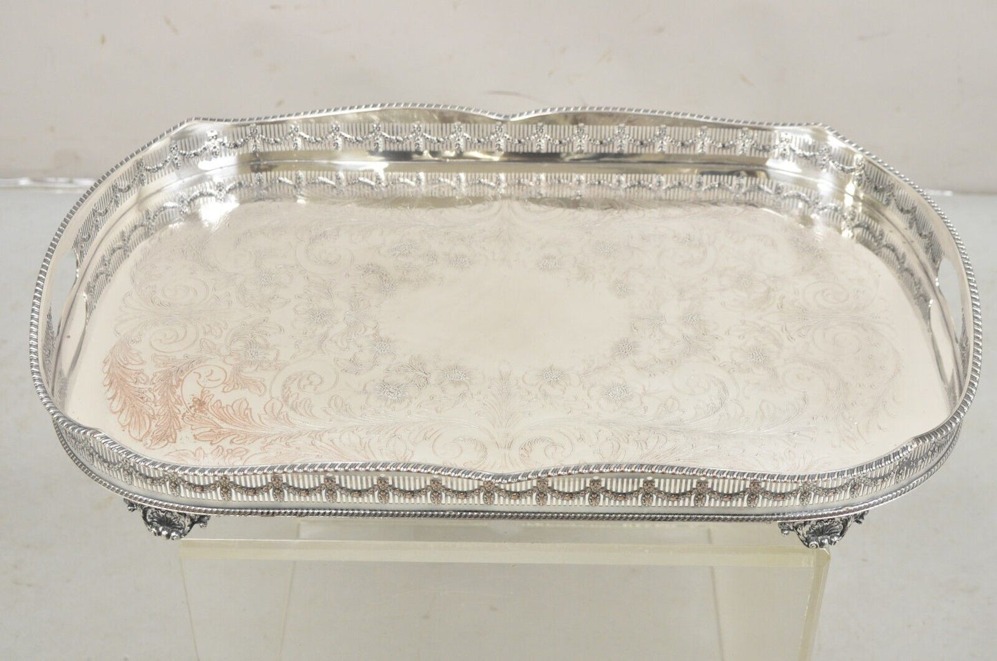 Sheffield England "Kentshire" Adams Style Silver Plated Serving Platter Tray