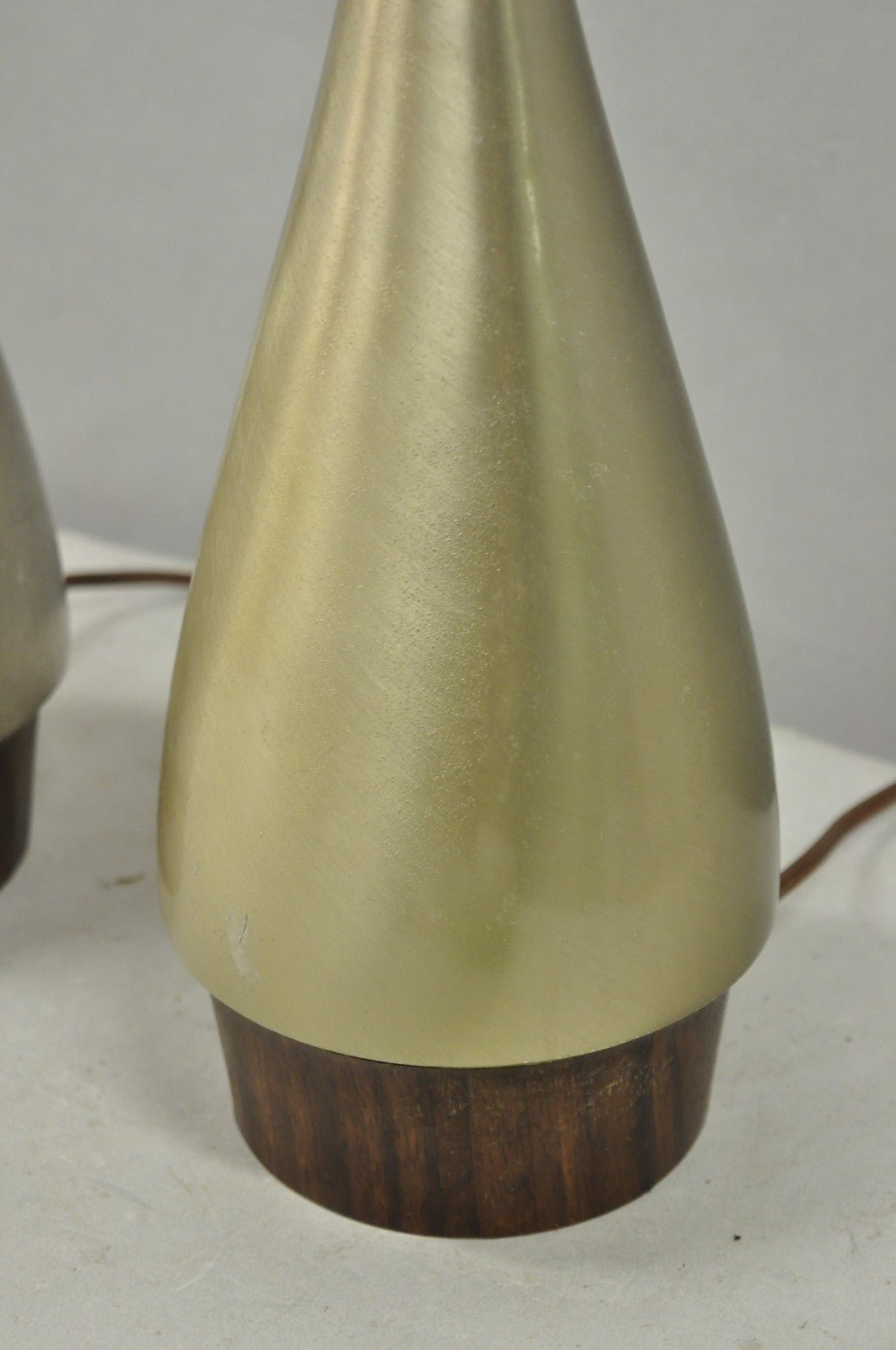 Vintage Mid Century Modern Sculptural Brushed Metal Table Lamps by Laurel - Pair