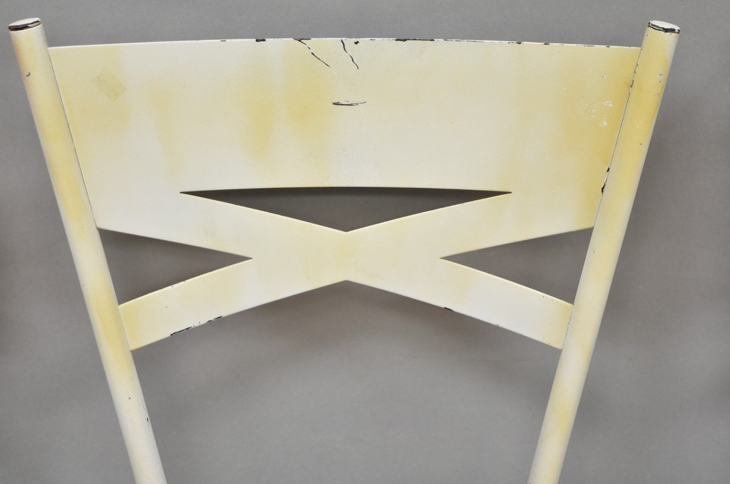 Vintage Modern Metal White Painted Swivel Amisco Counter Bar Stool - Set of 4