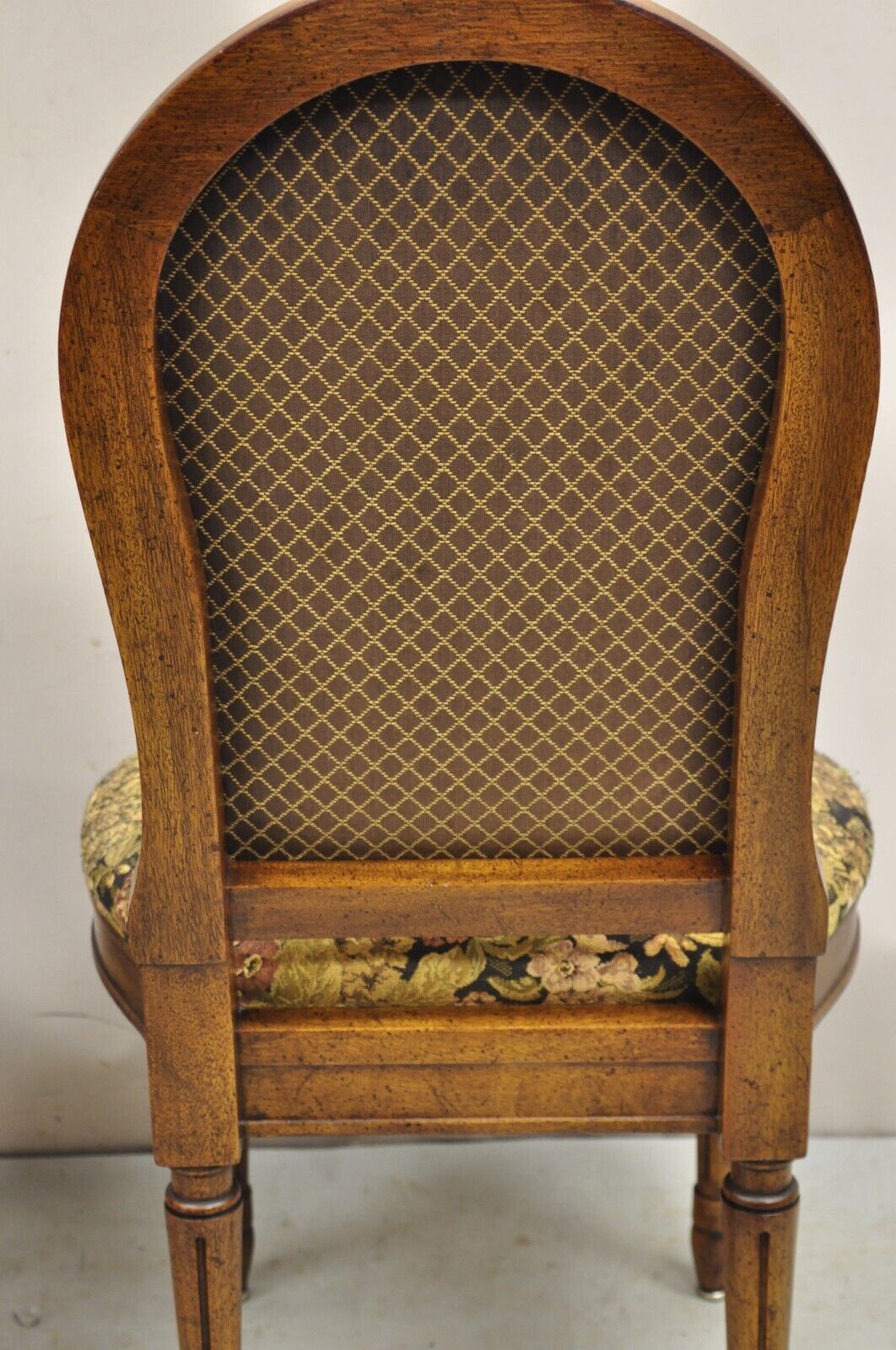 Vintage French Provincial Louis XVI Style Walnut Upholstered Side Chairs - Pair