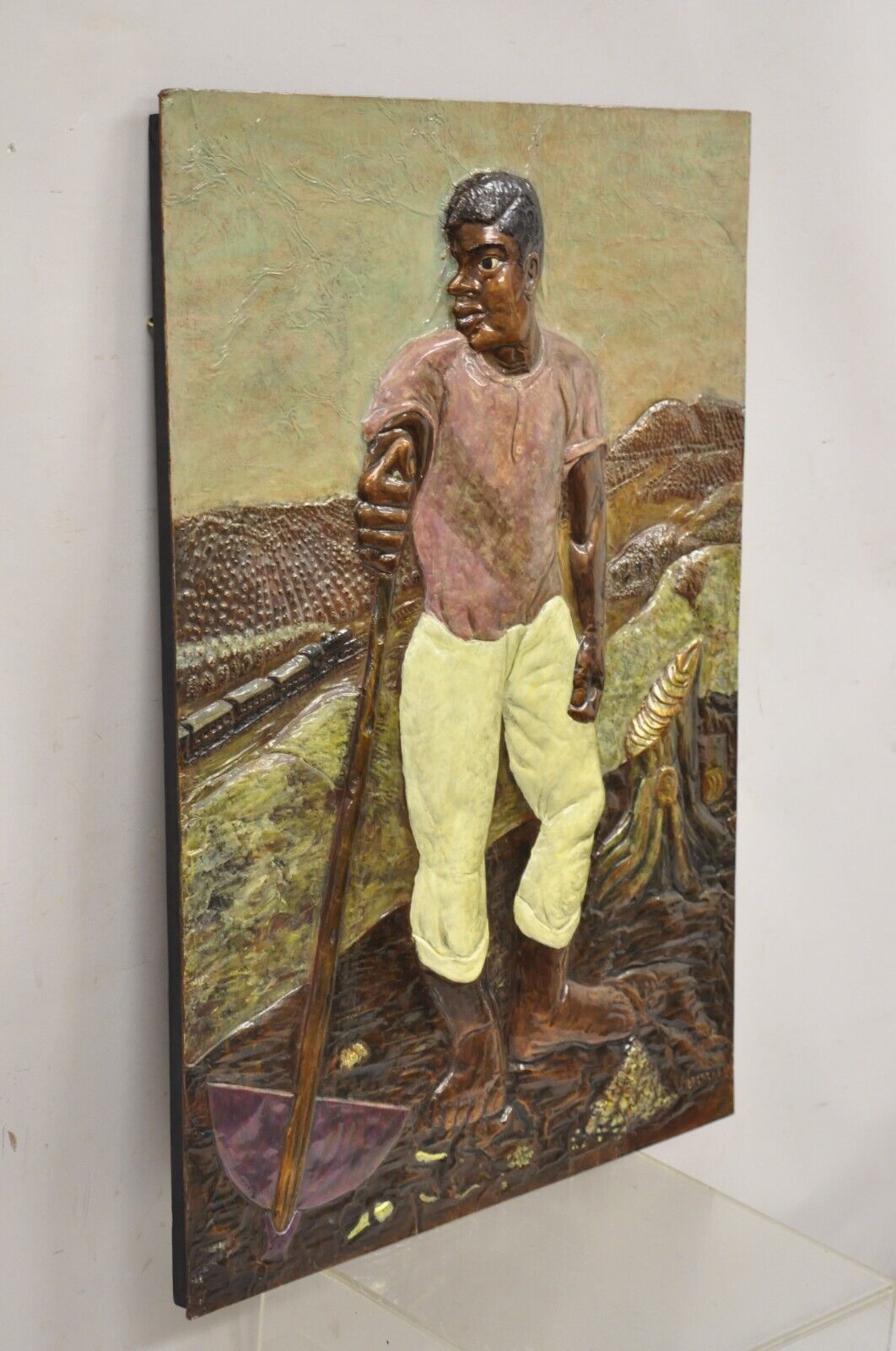 Alma Ibacache 3D Debossed Painted Copper Metal Wall Art Brazilian Lumberjack