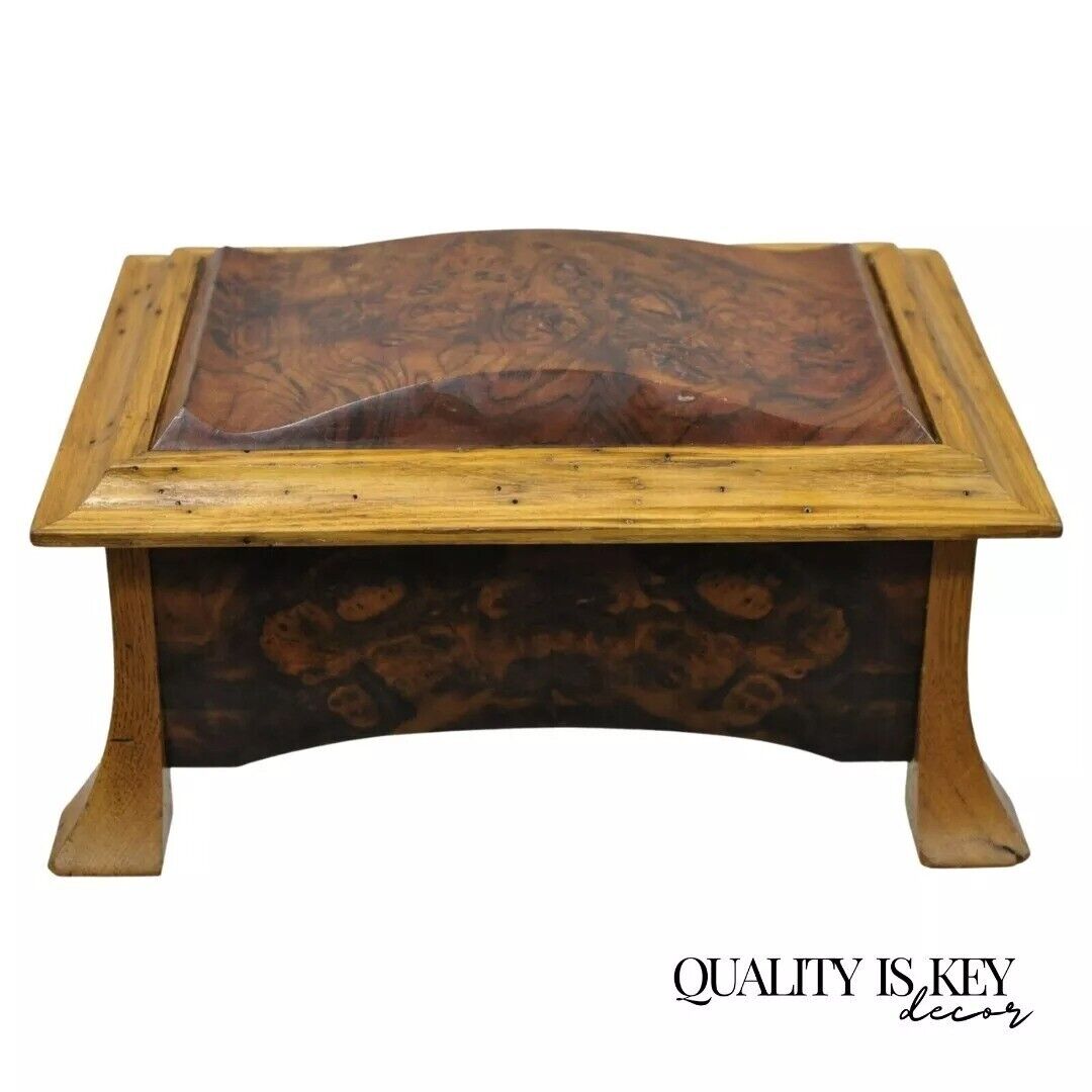 French Art Nouveau Style Handcrafted Elm Burl Wood Jewelry Box by William Mowry