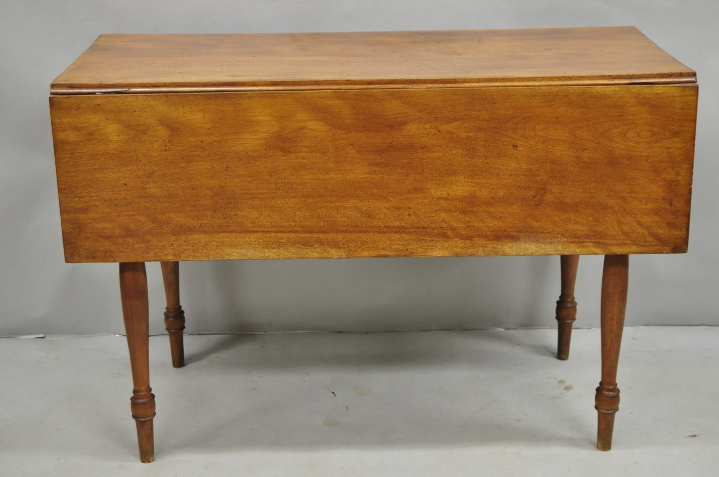 Antique French Country Farmhouse Cherry Wood Drop Leaf Extension Dining Table