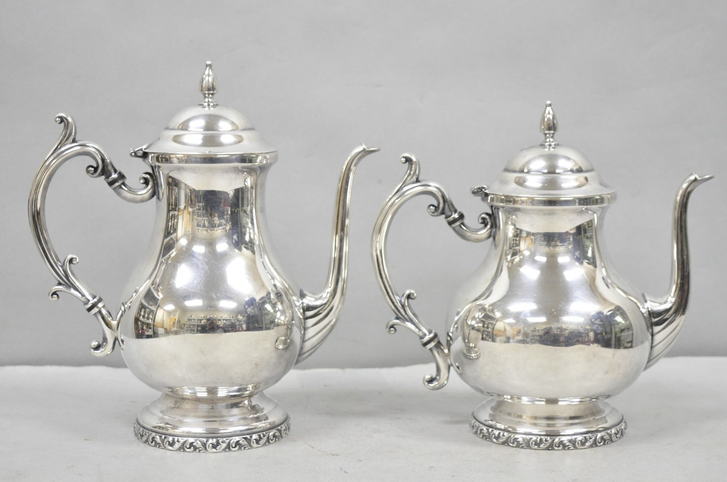 Vintage Victorian Silver Plated Coffee Pot & Tea Pot by National 3000 & 3001