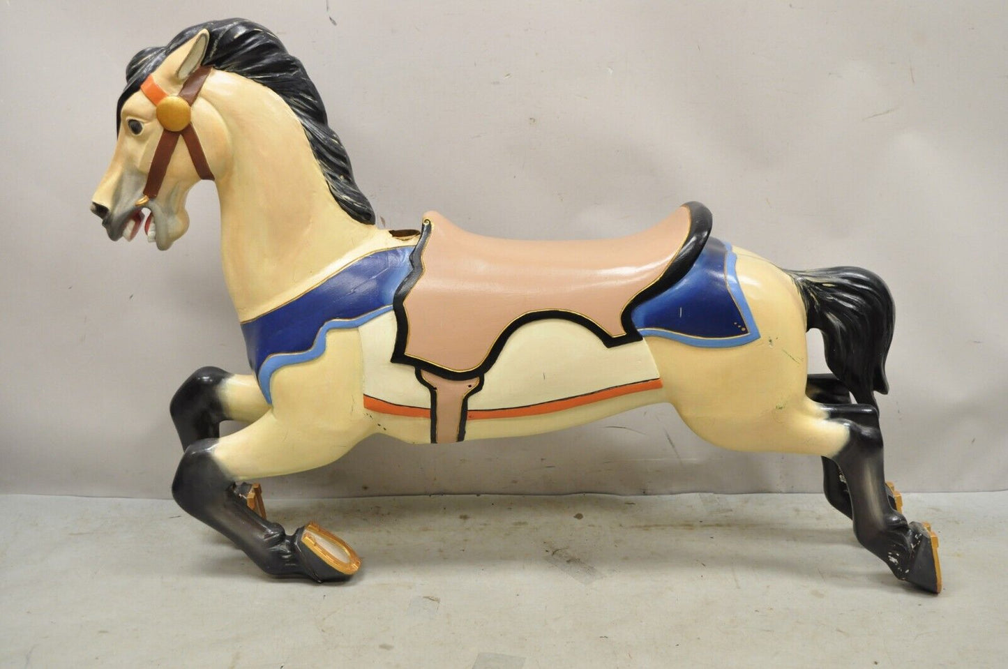 Vintage Hand Painted Solid Wooden Carousel Horse Signed "30 Autumn"