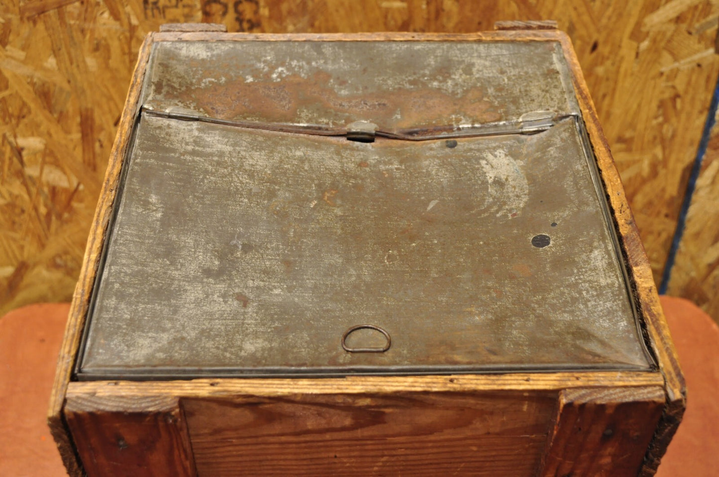 Antique J.O. & G.N. Rowe Co Oneonta, NY Yellow Tin Coffee Hopper Store Spice Bin