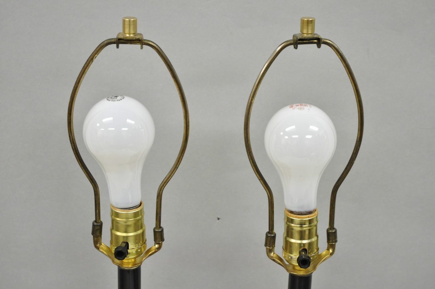 Vintage French Empire Style Polished Brown Marble Urn Form Table Lamps - a Pair