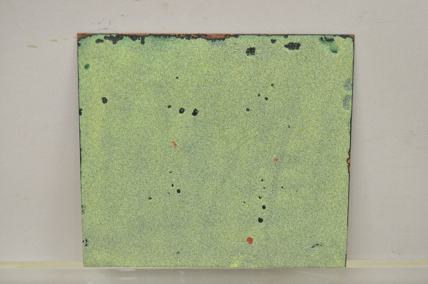 Den Moshe Signed Enamel on Copper Small Painting Yellow Countryside 7 x 8 Art