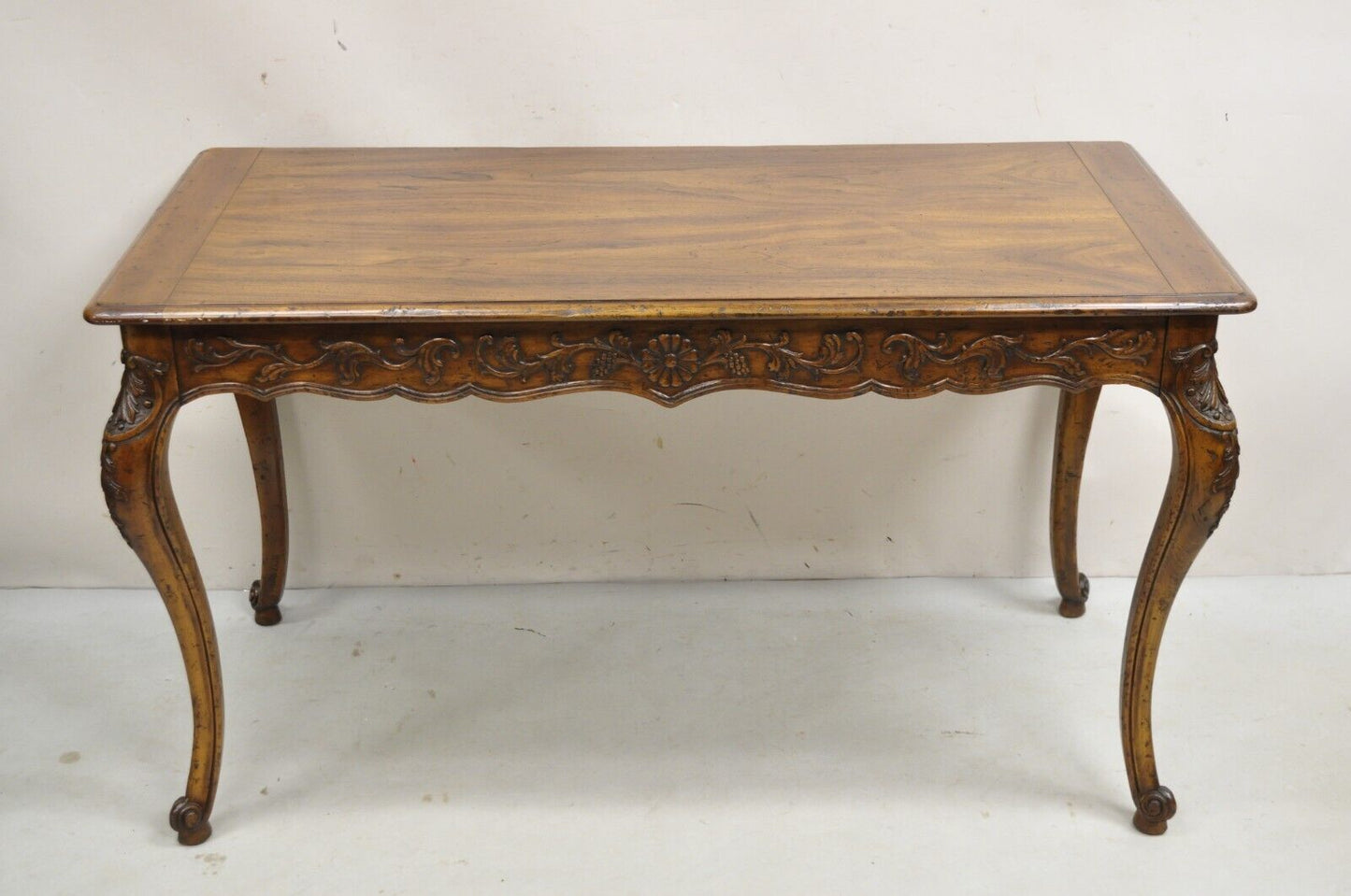 Vintage John Widdicomb French Country Carved Walnut Writing Desk with Drawer