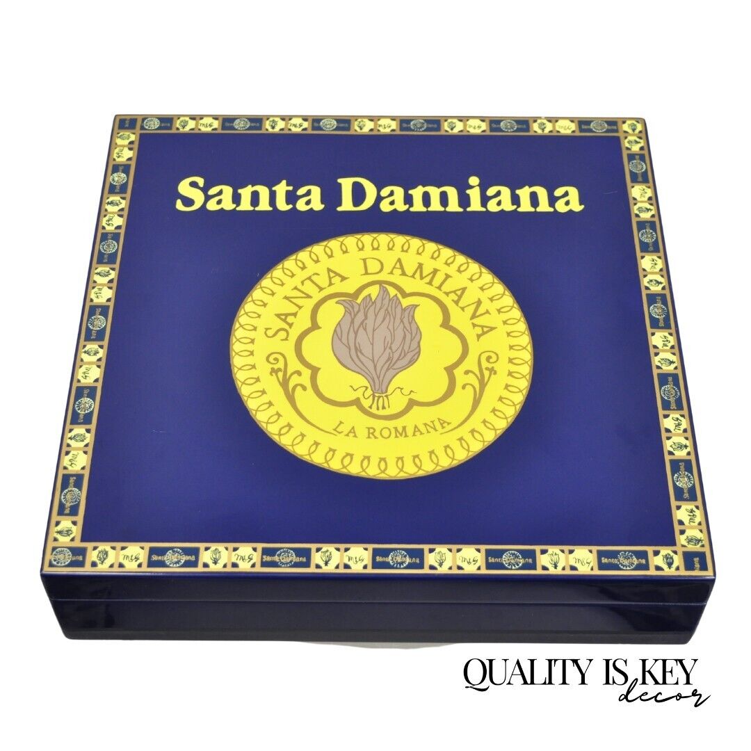 Santa Damiana La Romana Blue Lacquered Wood Cigar Humidor Box