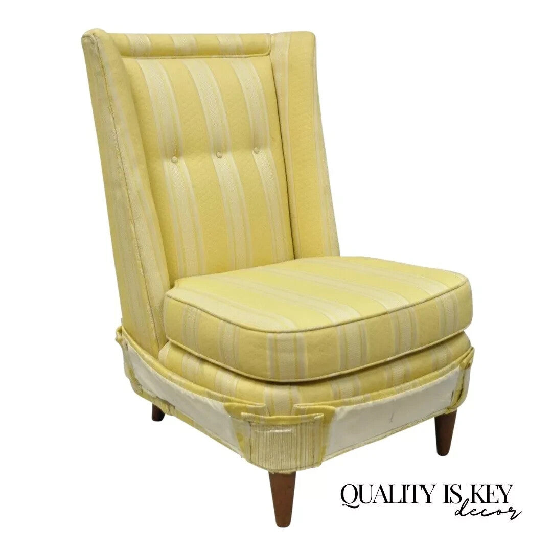 Paul Laszlo Mid Century Modern Upholstered Barrel Wing Back Slipper Lounge Chair