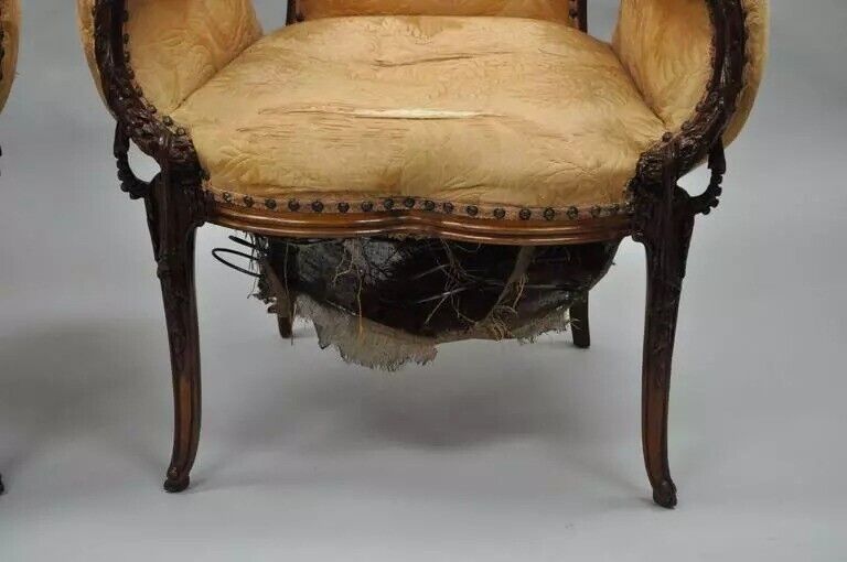 Vintage Grosfeld House French Hollywood Regency Mahogany Fireside Chairs - Pair