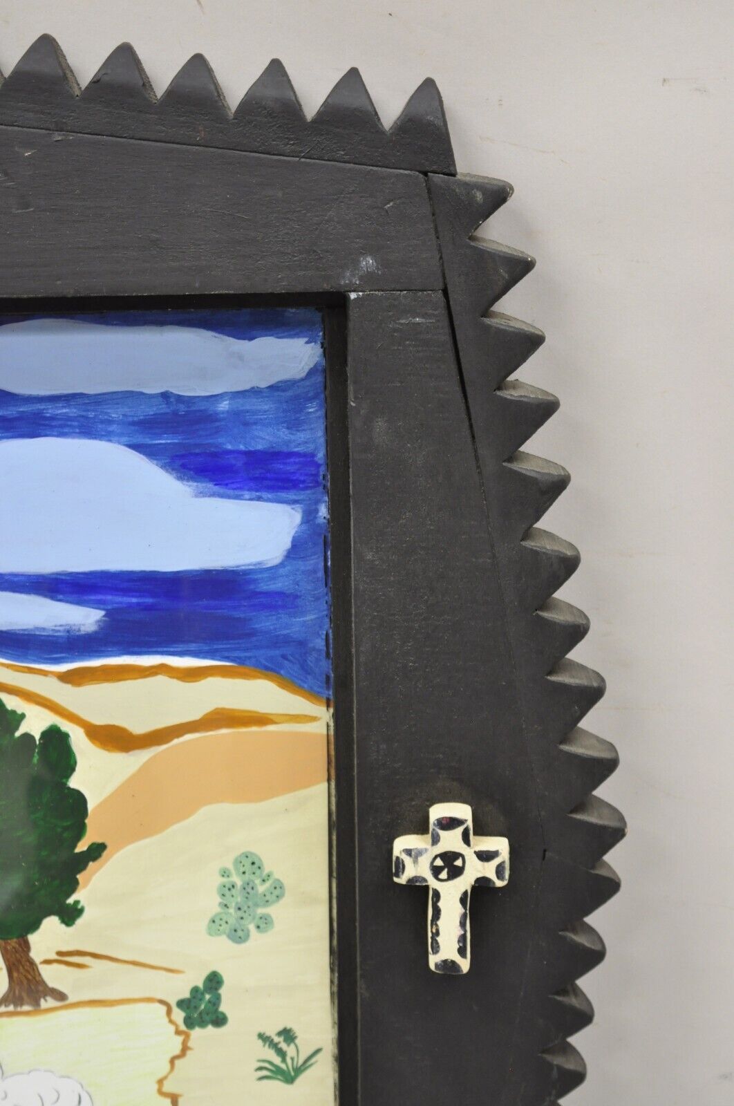 Bill & Geraldine Nelson “Old Southwest” Black Sheep Painting Carved Wood Frame