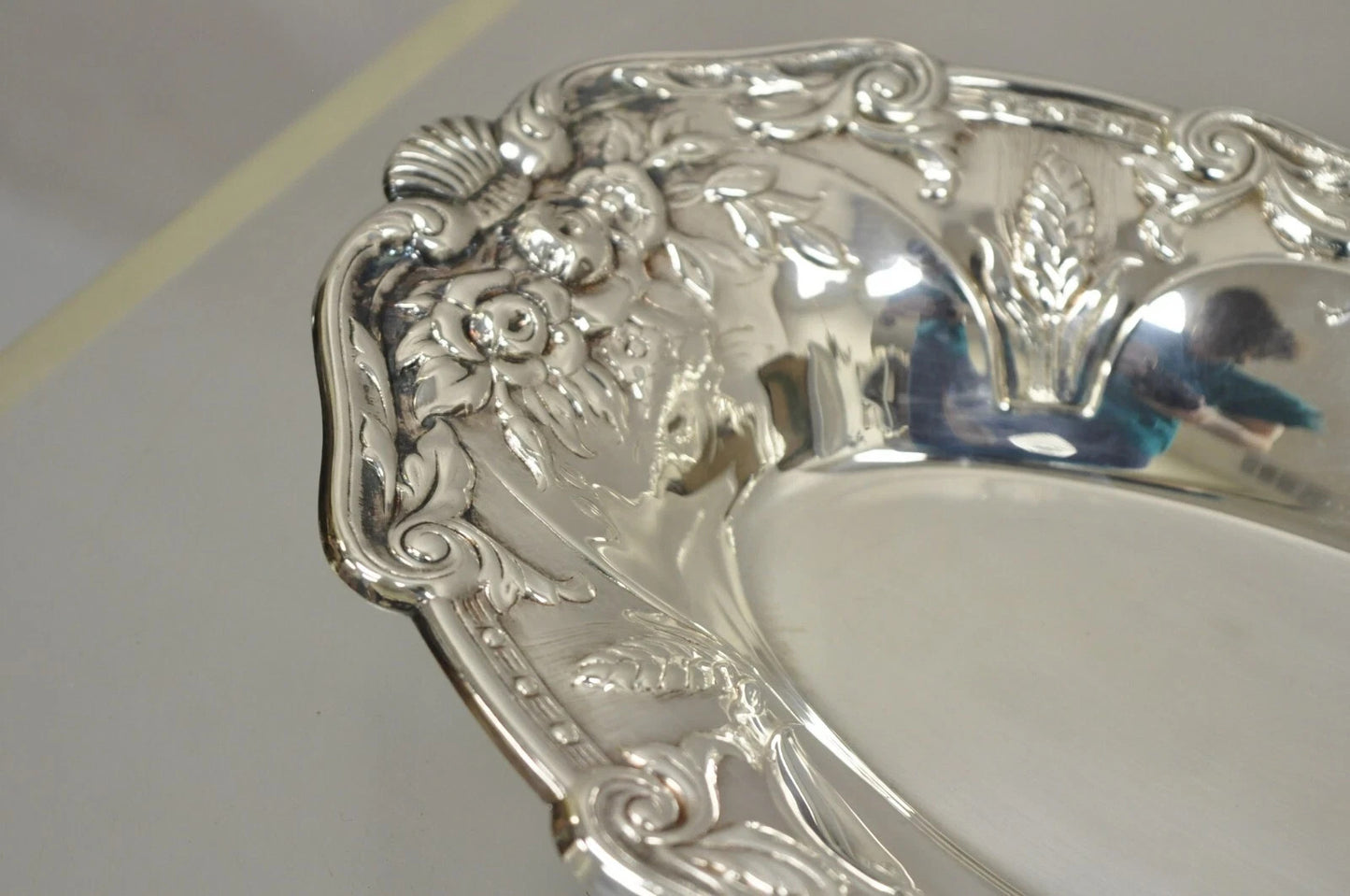Vintage Floral Embossed Victorian Silver Plated 12" Oval Bar Nut Dish by PS & Co