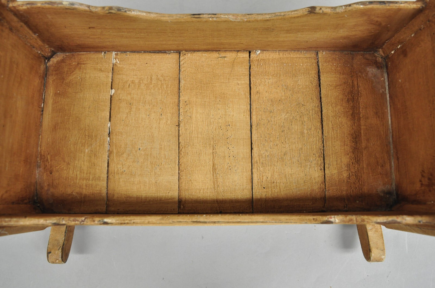 Antique Colonial Figural Painted "1820" Wooden Baby Doll Cradle
