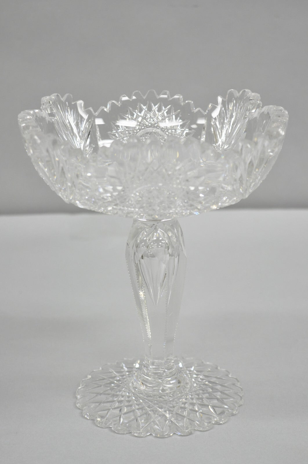 Antique Brilliant Cut Crystal Glass Candy Compote Pedestal Nut Dish - a Pair