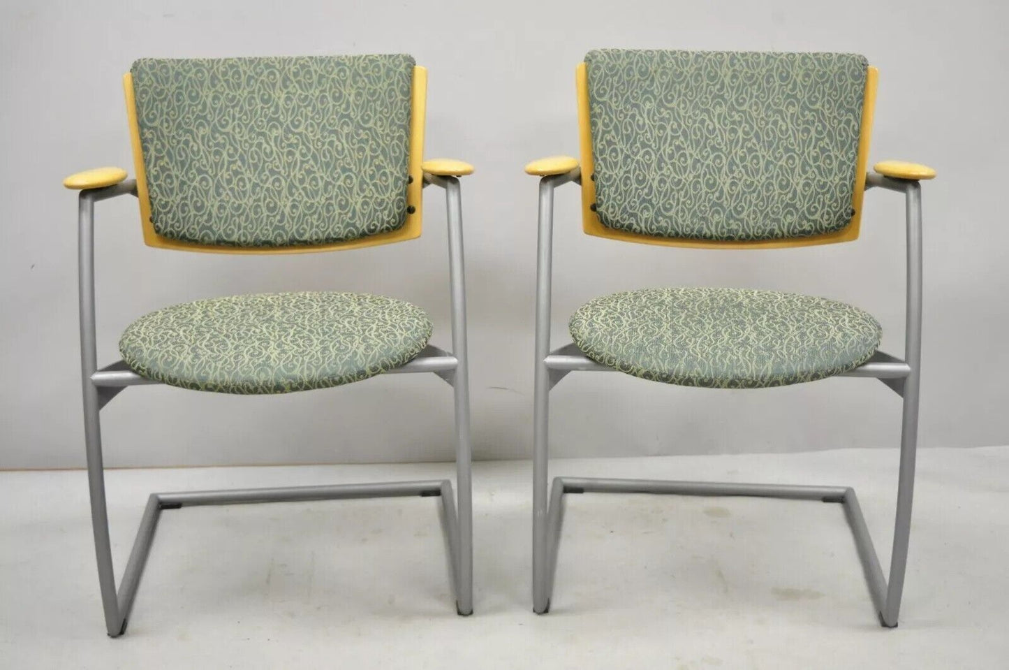 Martela Finland Post Modern Cantilever Office Lounge Arm Chairs - a Pair