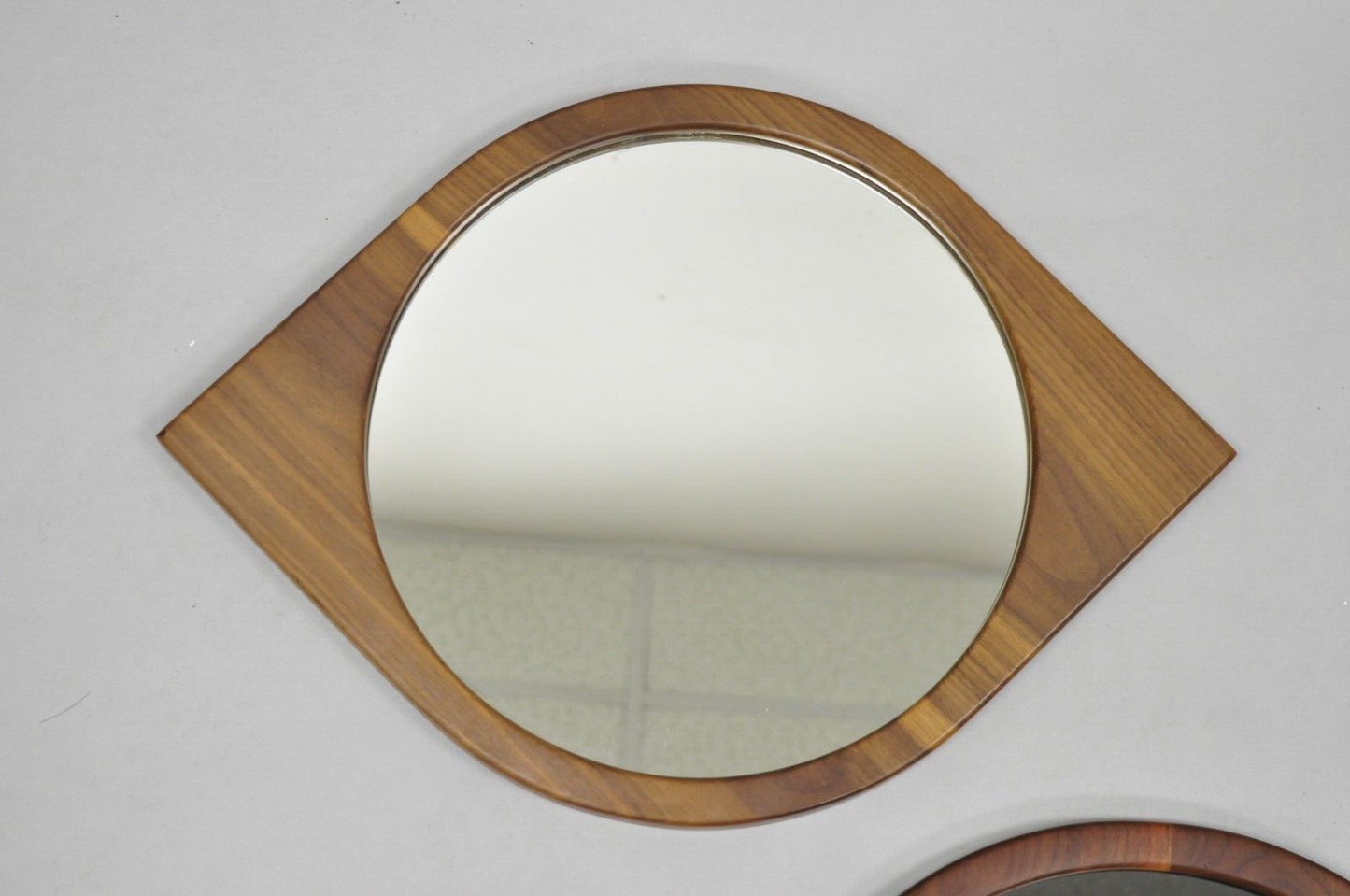 Mid Century Danish Modern Sculpted Teak Wood Mirrors - 3 pc Set