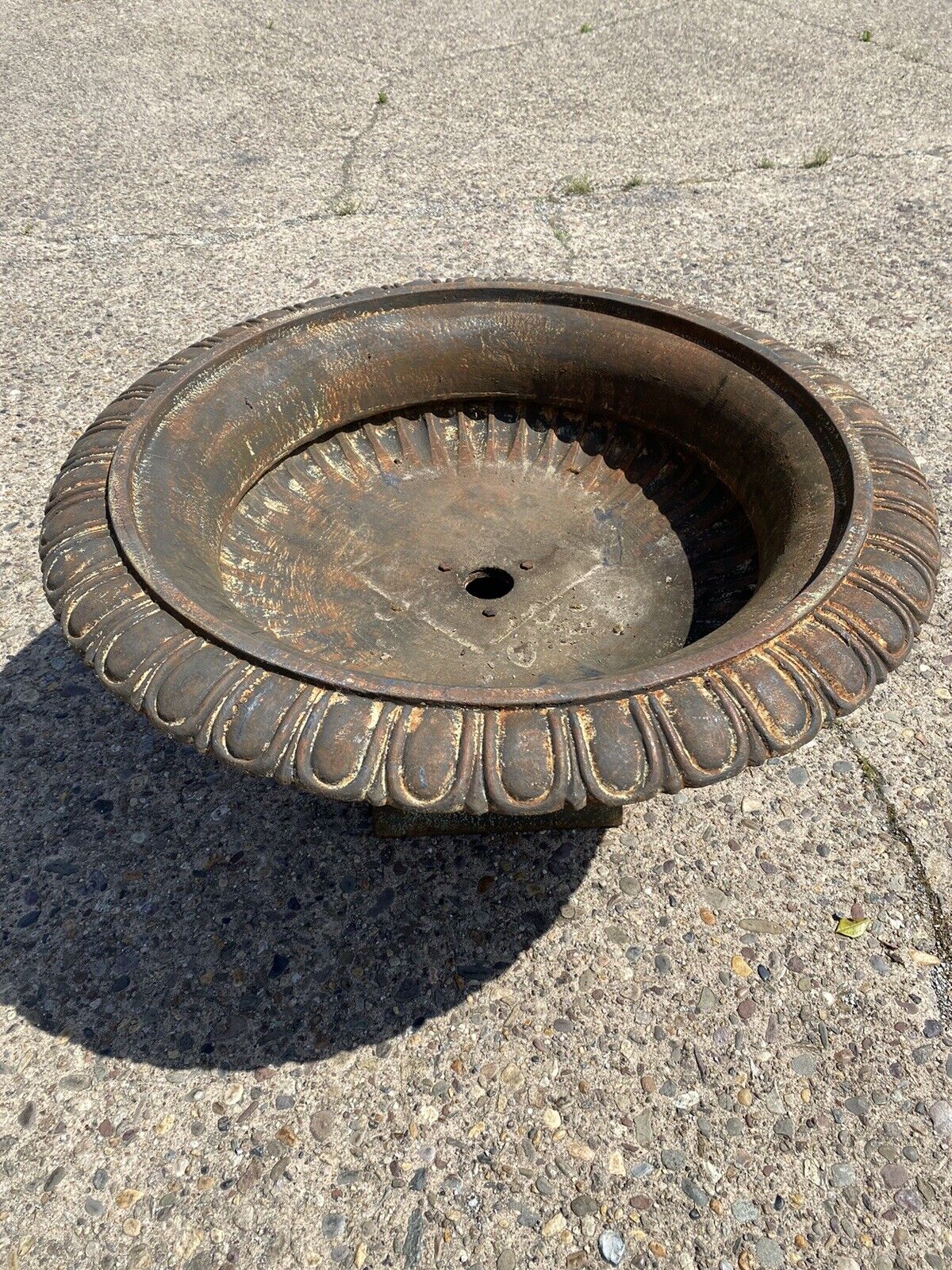 Cast Iron Low and Wide 38" Round French Classic Style Outdoor Garden Urn Planter