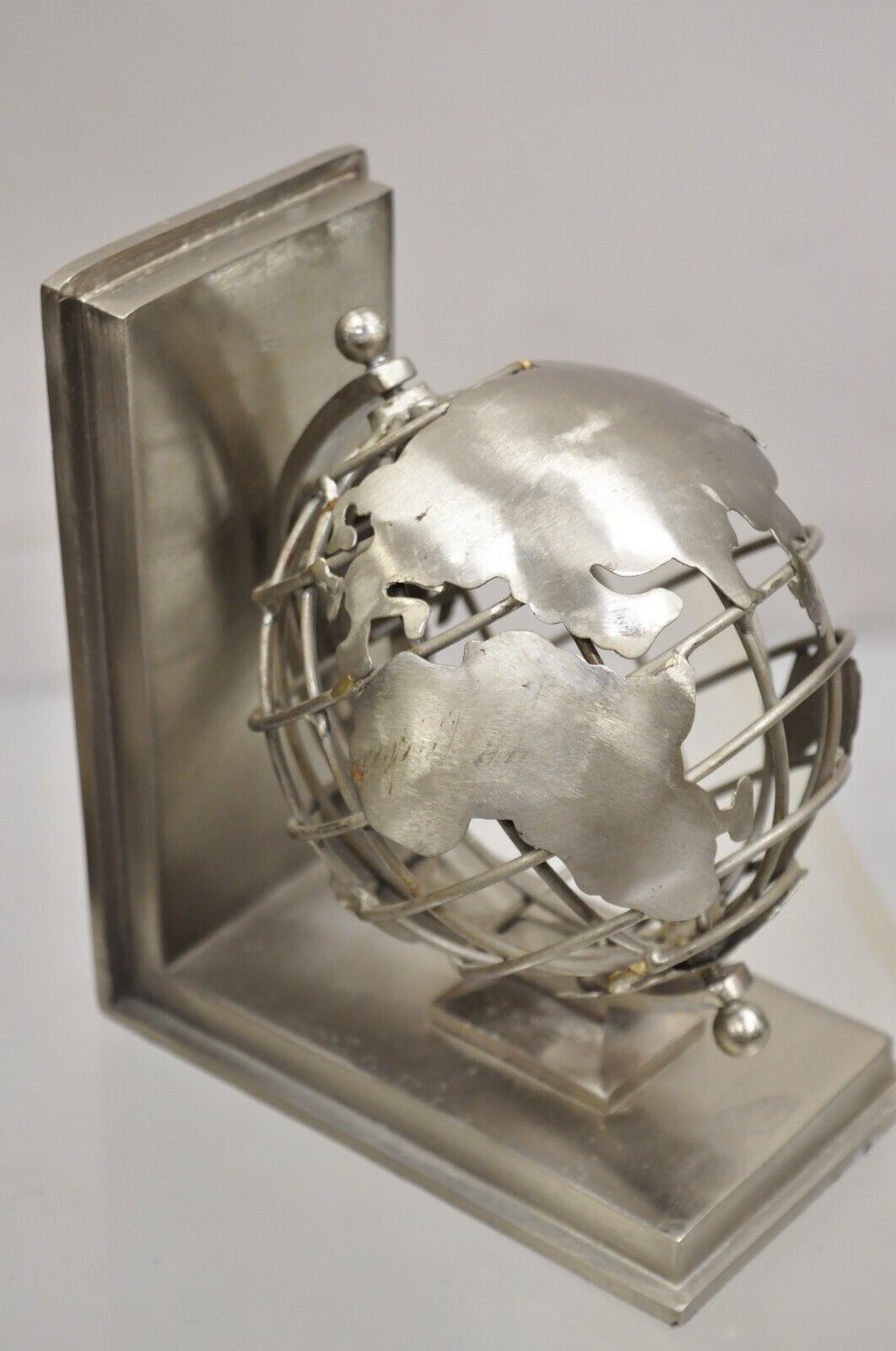 Restoration Hardware Industrial Modern Metal Spinning Globe Bookends - a Pair
