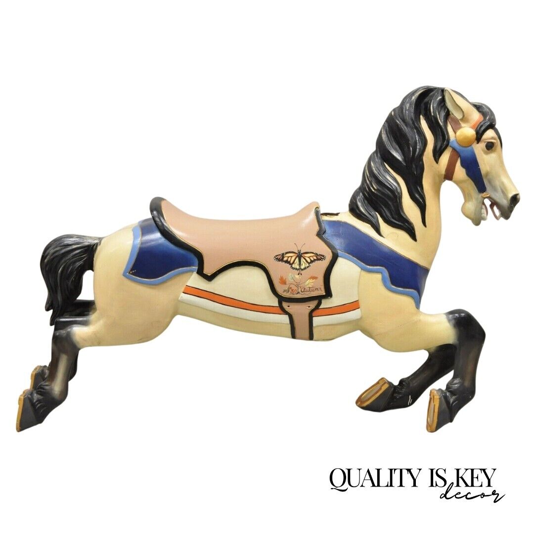 Vintage Hand Painted Solid Wooden Carousel Horse Signed "30 Autumn"