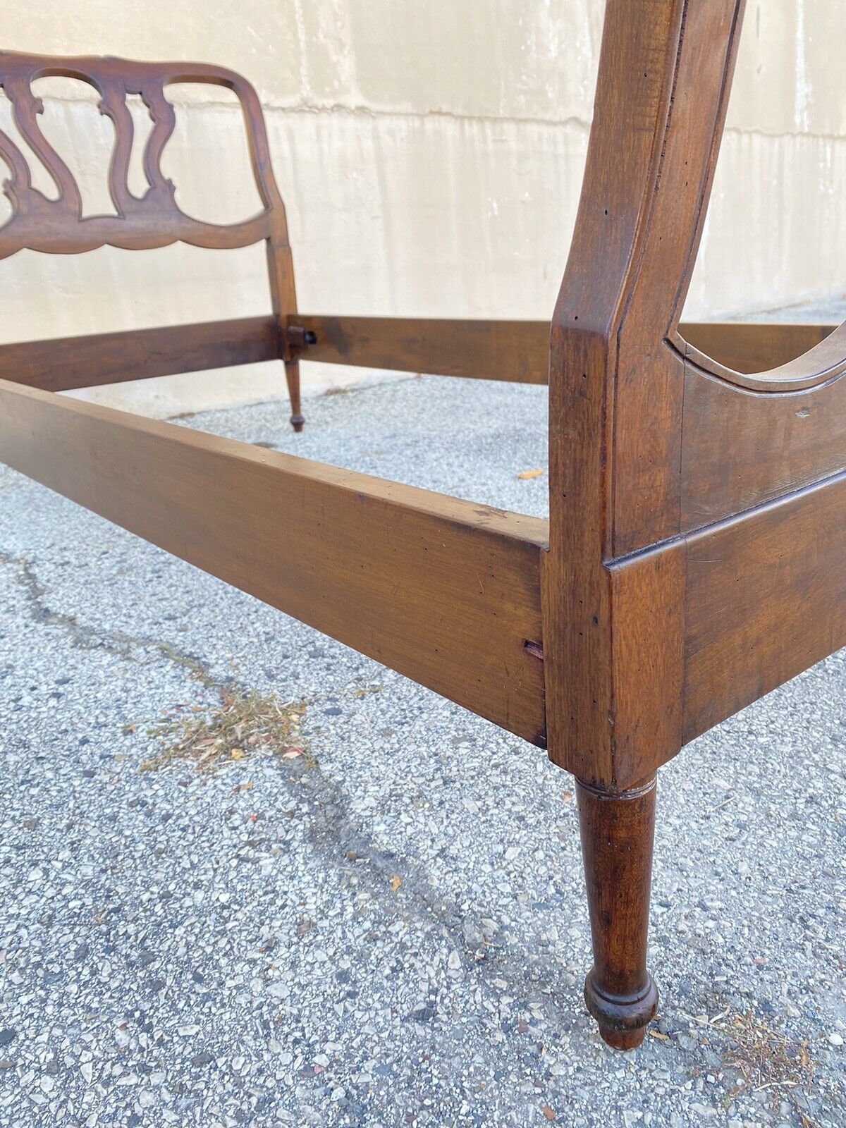 Vintage French Provincial Italian Cherry Wood Georgian Twin Bed Frame Daybed