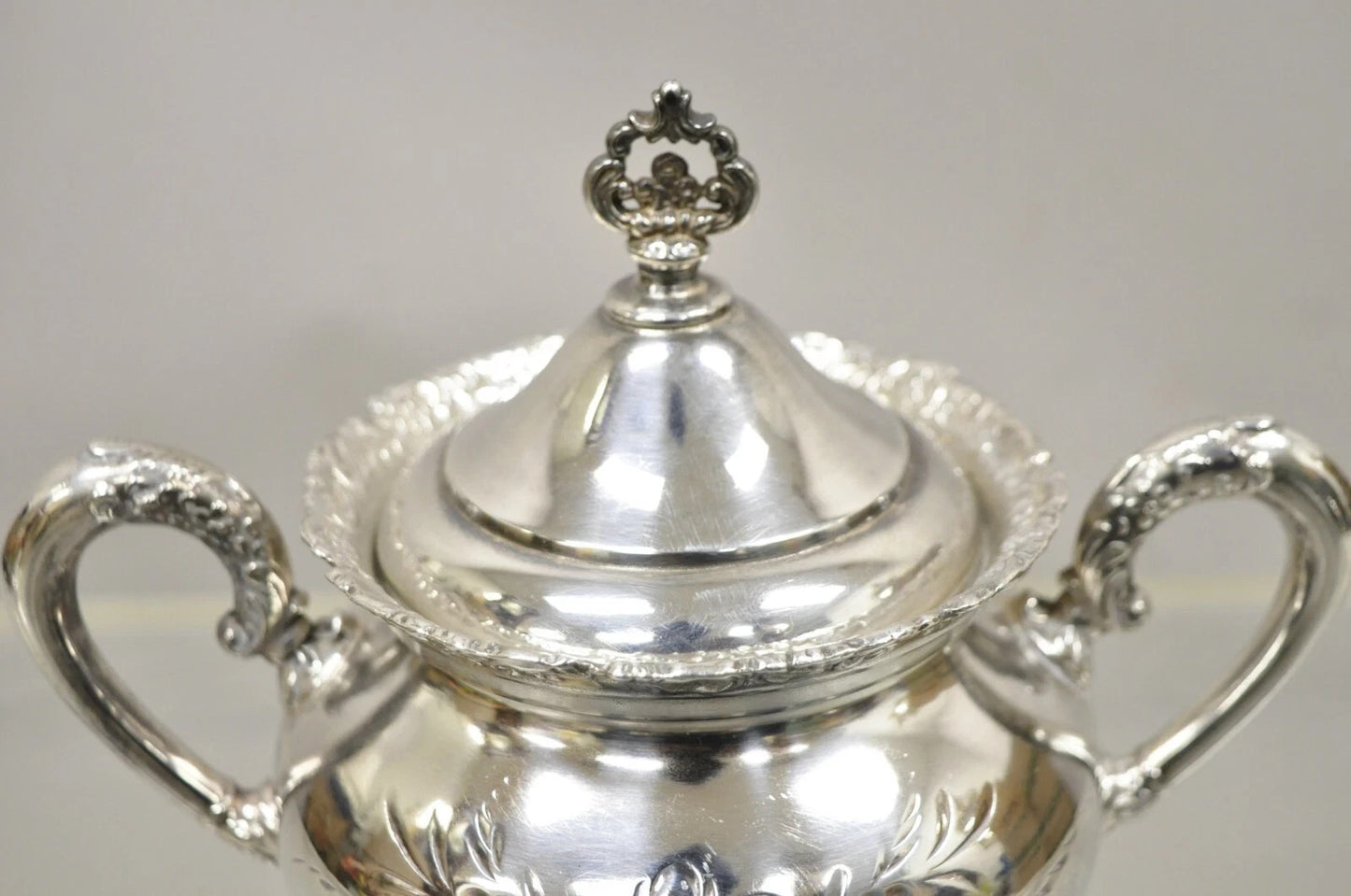 Antique Van Bergh Silver Plated Victorian Tea Serving Set w/ Monogram - 3 Pc Set