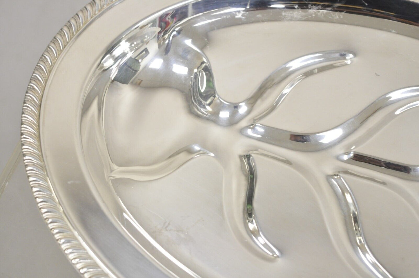 Vintage Victorian Style Silver Plated Meat Cutlery Oval Silver Platter Tray