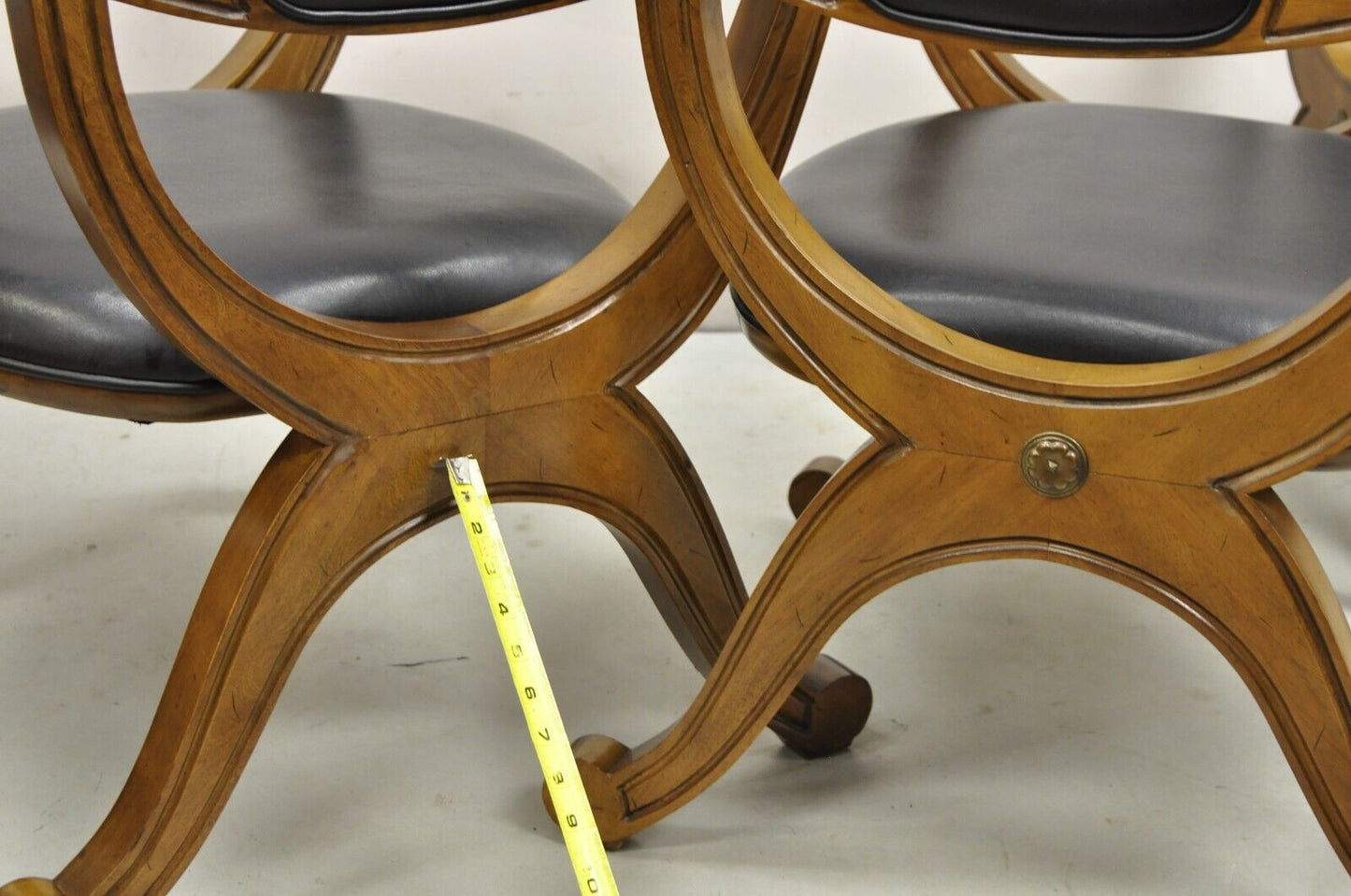 Vintage Drexel Esperanto Mid Century Spanish Style Curule Game Chairs - Set of 6