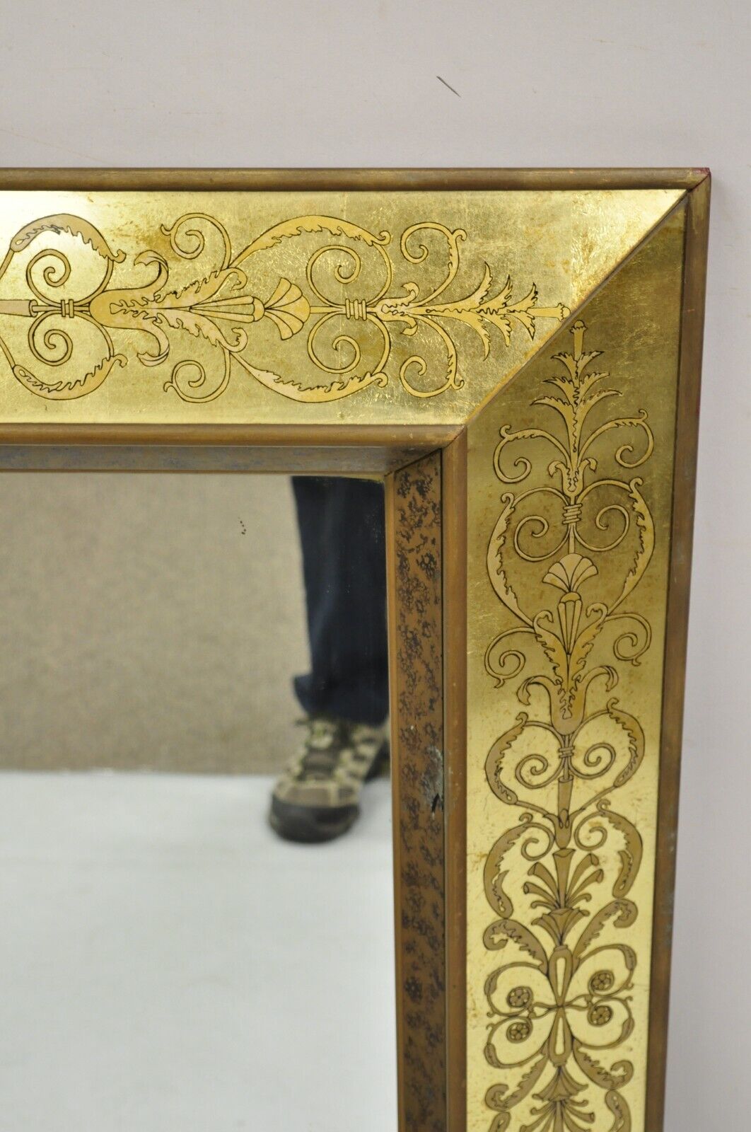 Vintage Hollywood Regency Gilt Gold Leaf Italian Style Rectangular Wall Mirror