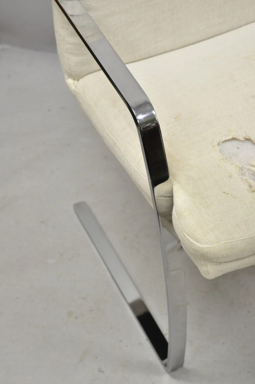 Mid Century Modern BRNO Style Chrome Cantilever Lounge Arm Chairs (C) - a Pair