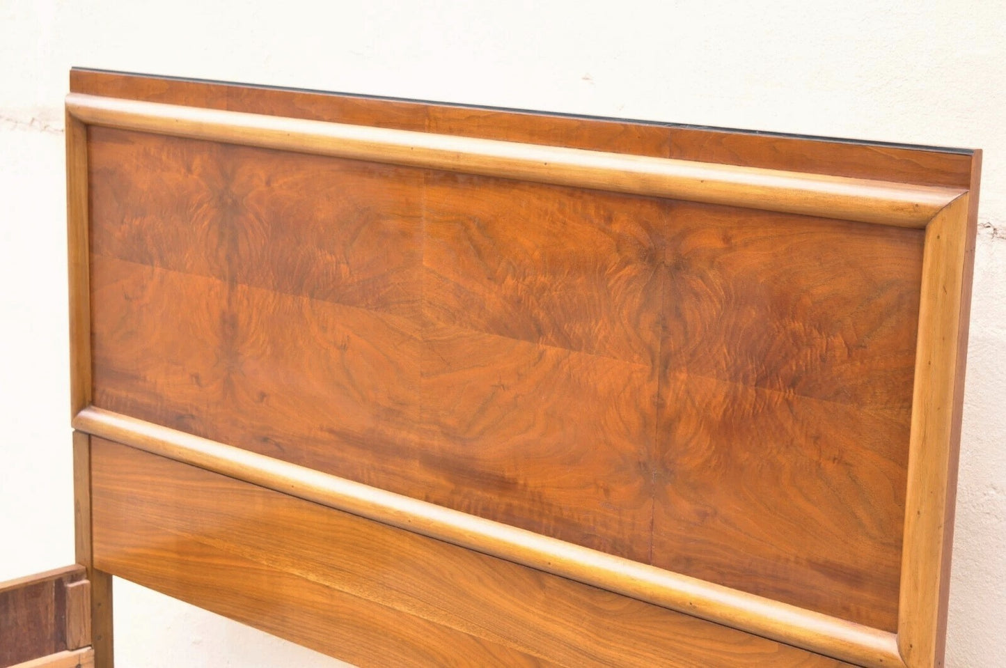 Vintage Mid Century Modern Art Deco Walnut Full Size Bed Frame by Joerns Bros