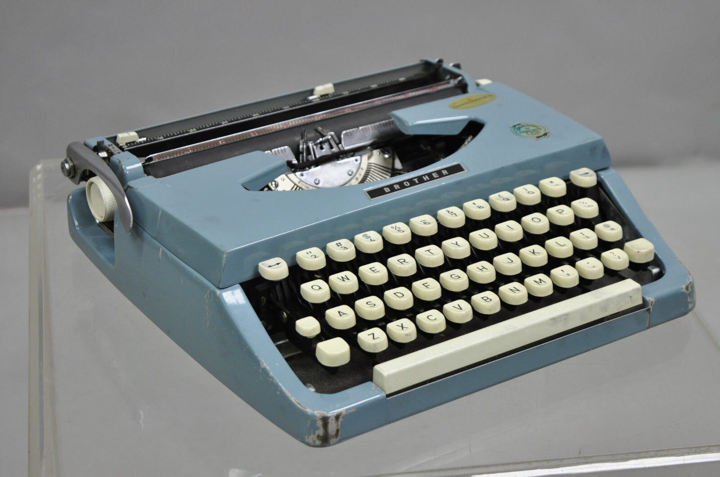 Vintage Brother Webster XL-747 Portable Typewriter Baby Blue with Metal Case